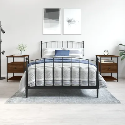 Produktbild von "2026 Promotion" Nachttische 2 Stk. - Beistelltisch - Braun Eichen-Optik 40x42x56 cm Holzwerkstoff - Nachtkommode CC29204