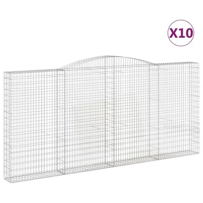 Produktbild von Gabionen mit Hochbogen 10Stk. 400x30x180/200cm Verzinktes Eisen