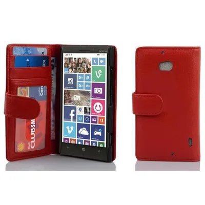 Immagine prodotto di Cadorabo cover per Nokia Lumia 929 / 930 in rosso cover posteriore telefono cellulare protettiva cover libro custodia libretto slot per schede