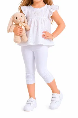 Produktbild von 73054 Disney Mädchen Leggings weiß – einfarbig – Gr. 116