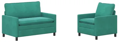 Image de vidaXL Ensemble de canapés 2 pièces, couleur turquoise, en velours