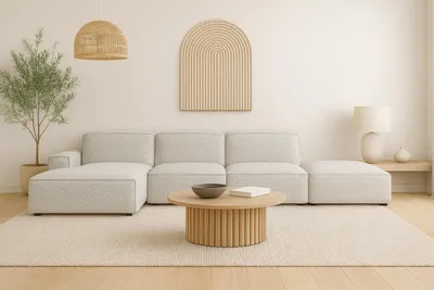 Produktbild von Kaiser Möbel Ecksofa Cursal L-Form, Stoff Artico, Nata + Hocker, Links