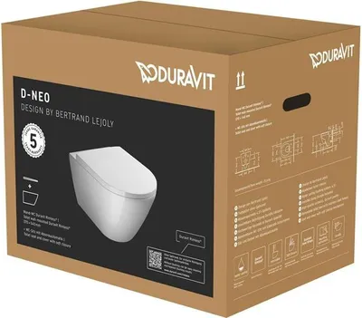 Produktbild von DURAVIT Wand-WC Set D-Neo Tiefspüler offener Spülrand weiß glänzend mit WC-Sitz 45770900A1