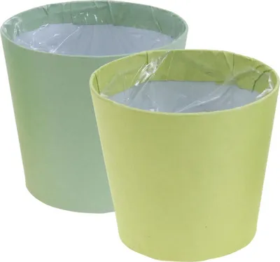 Produktbild von Papier-Übertopf Blau/Grün, Pflanzgefäß Kräutertopf Deko Ø15cm H13cm 4er-Set, 4 Stück