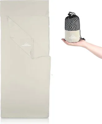 Produktbild von Famanu Schlafsack mit Reißverschluss 220x90 cm - Ultraleichter Sommerschlafsack für Innen und Außen - Kompakt und Weich