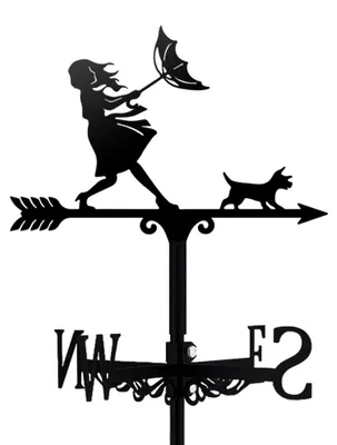 Windfahne Dame mit Hund, schwarz, 33,6x26,5 cm, wetterfest