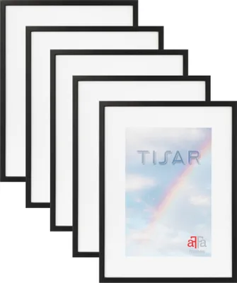 Produktbild von aFFa frames,  Tisar, Bilderrahmen aus Holz, rechteckig, mit Acrylglasfront, Schwarz, 15x21 cm, 5er Set