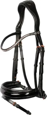 Obrázok produktu pre Harrys Horse Snaffle Roségold Patent II black, veľkosť koňa:Full