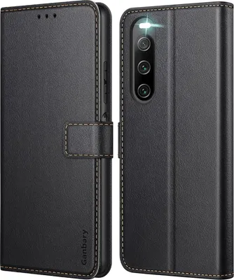 Produktbild von Sony Xperia 10 V Handyhülle Leder Klapphülle mit Kartenschlitzen, Schwarz
