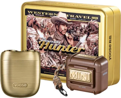 Produktbild von yoose MINIS Bounty Hunter Rasierer Set – Elektrisch, tragbar, IPX7 wasserdicht, USB-C, Magnetklingen – Ideal für Reisen & Outdoor (Gold)