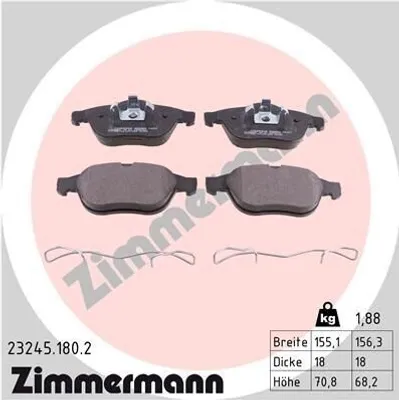 Produktbild von ZIMMERMANN 23245.180.2 - Bremsbeläge für Laguna II
