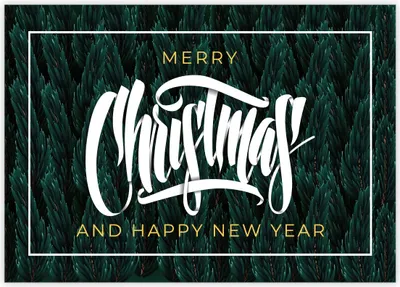 Produktbild von 4x Moderne Handlettering Weihnachtskarte mit Tannen grün