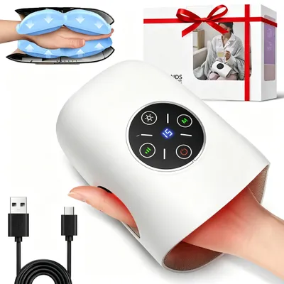 Produktbild von Handmassagegerät, Intelligentes Massagegerät, mit Wärme- und Kompressionsfunktion, 5 Intensitätsstufen, 2 Heizstufen, für Arthritis und Karpaltunnel