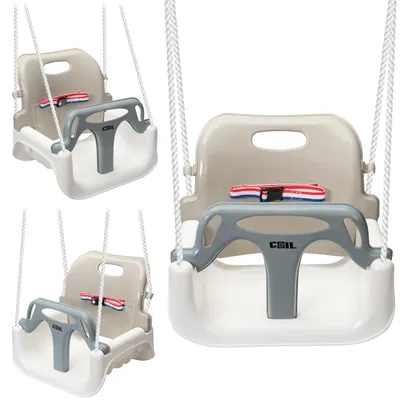 Produktbild von Lebula Kinderschaukel für den Garten, Hängesessel, robust, 3-in-1, Schalensitz, Sicherheitsgurte, creme-weiß