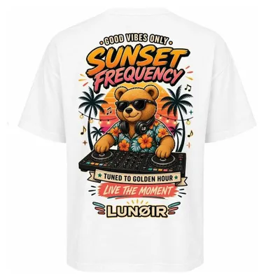 Produktbild von Damen Oversize T-Shirt Weiß XL – Bedrucktes Shirt mit Sommer Motiv aus Baumwolle – LUNØIR ©