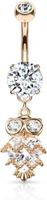 Produktbild von Bauchnabelpiercing Piercing Eule Herz Zirkonia Kristalle Bananabell Autiga® rosegold