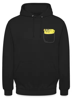 Produktbild von Spreadshirt SpongeBob Schwammkopf Brustmotiv Fanartikel Uni Hoodie, S, Schwarz