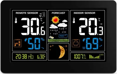 Obrázek produktu pro Meteostanice Solight, barevné LCD, USB nabíjení, černá