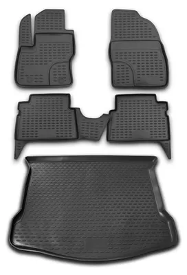 Zdjęcie produktu dla Zestaw dywaników podłogowych i wykładziny bagażnika do Ford Kuga 2008-2013 gumowe TPE czarne 5x