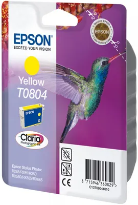 Obrázok produktu pre Epson Hummingbird Singlepack Yellow T0804 Claria Photographic Ink, Žltá, Atrament na pigmentovej báze, 1 kusov