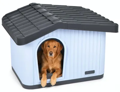 Immagine prodotto di VOUNOT® - Casetta per gatti e cuccia per cani, tetto inclinato, 75 x 63 x 51 cm, bianco/grigio