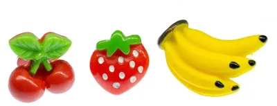 Produktbild von 3er Set Obst Brosche Anstecknadel Bananenstaude Erdbeere Kirsche Essen Frucht