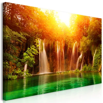 Produktbild von Wandbild Mega XXXL Wasserfall 250x125 cm Einteiliger XXL-Format Kunstdruck zur Selbstmontage Leinwandbilder moderne Bilder DIY Wanddekoration Wohnung Deko Wald Landschaft Natur c-B-0257-ak-e