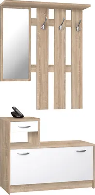 Produktbild von Garderoben-Set >Renton< in Sonoma-Eiche - 100x180x25cm (BxHxT)