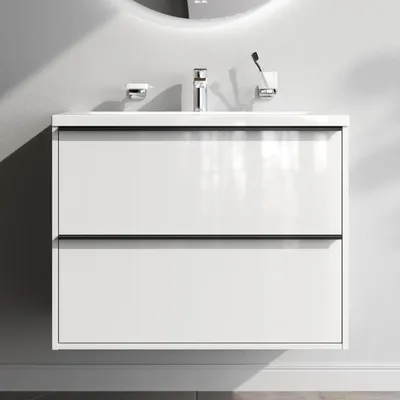 Produktbild von AM.PM Flash Waschtischunterschrank, 80 cm, mit 2 Schubladen, Farbe Weiß, als Flachpaket geliefert