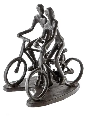 Productafbeelding van Gilde sculptuur, set van twee, "Rad Tour", fietsthema, thematiek van een stel, ijzer, bruin, verpakkingseenheid 1, lengte 10 cm, breedte 12 cm, hoogte 13 cm. Artikelnummer: 74781, EAN: 4001250747819