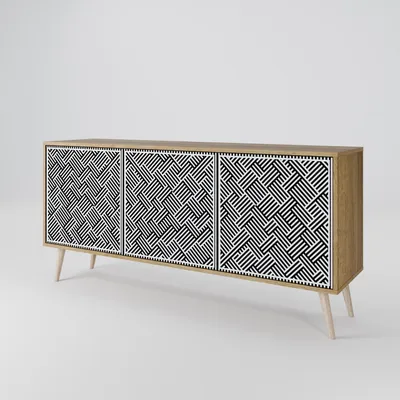 Produktbild von Spacerebels Kommode mit 3 Türen - Sideboard Komodenschrank - Highboard - Kleiderschrank Möbel - Wohnzimmer Schlafzimmer - 57,5×111×42 (HxBxT)