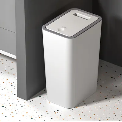 Imagen del producto de Contenedor de plástico con tapa, de 9 litros, con pulsador, para cocina y baño