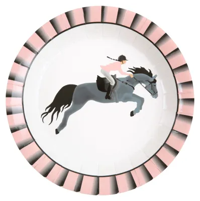 Produktbild von 10 Pappteller Reiten 22,5 cm Pferd rosa - Einheitsgröße