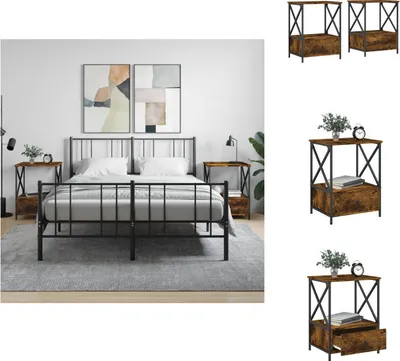 Obrázek produktu pro vidaXL Noční stolky 2 ks. Kouřový dub 50x41x65 cm materiál na bázi dřeva - Noční stolky