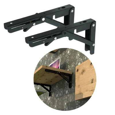 Produktbild von Klappbarer Schwerlast-Winkelträger FLEXO 200 x 105 x 25 mm, schwarz, 2 Stück