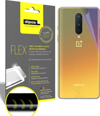 Produktbild von 2x Schutzfolie für OnePlus 8 Rückseite Folie, 100% Displayabdeckung, dipos Flex