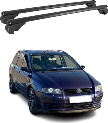 Image de Barres de toit Transversales pour Fiat Stilo Multiwagon 2002-2008 Aluminium Noir