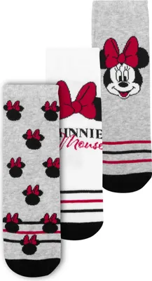 Produktbild von Disney Minnie Mouse Socken für Damen - Sneaker Frauen Strümpfe Grau/Weiß (3er Pack), Größe:39-42
