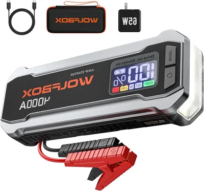 Image de Démarreur de secours - Booster de batterie - Câbles de démarrage - Batterie externe - Démarrage d'urgence 4000A - Chargeur USB-C 65W