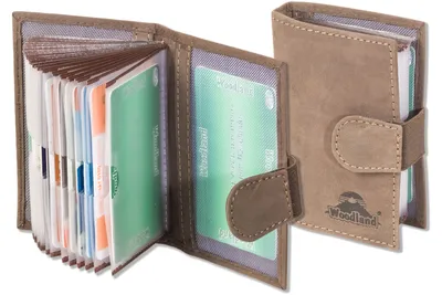 Produktbild von Woodland® XXL-Kreditkartenetui mit RFID/NFC-Blocker Schutz für 18 Kreditkarten naturbelassenem Büffelleder in Dunkelbraun/Taupe