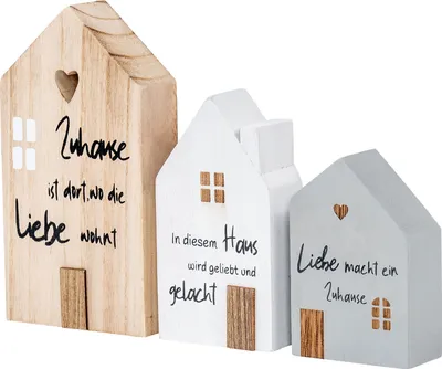 Produktbild von 3er Set Deko Aufsteller Haus Zuhause Deko-Tafel Willkommen Spruchtafel Tischdeko