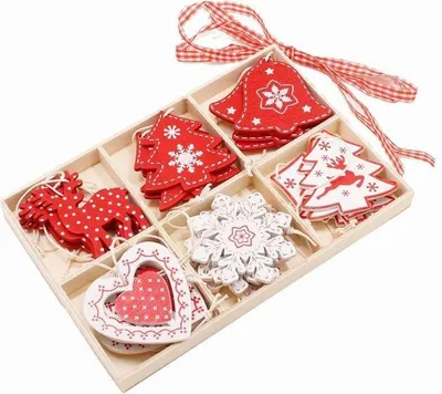 Productafbeelding van Diverse kerstversieringen, set van 24 stuks
