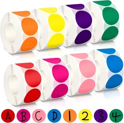 Productafbeelding van Stuks kleurrijke plakpunten - 25 mm ronde stickers - 8 kleuren - Stickerpunten gekleurd - Markeringspunten voor doe - Het - Zelf - Kantoor