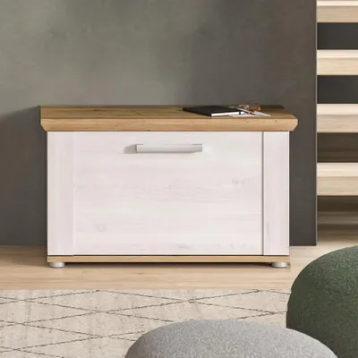 Produktbild von Flur Schuhbank mit 80 cm Breite in Lärche & Eiche im Landhaus-Stil, 1 Klappe - VISOKO-158