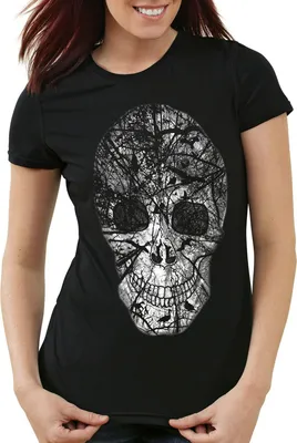 Produktbild von style3 Nature Skull T-Shirt Damen Totenkopf, Farbe:Schwarz, Größe:2XL