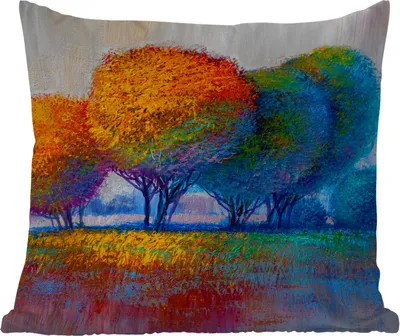 Produktbild von MuchoWow® Outdoor Kissen - Malerei - Ölgemälde - Natur - Bäume - 40x40 cm - Wetterfest - Lounge Kissen - Kopfkissen - Interieur - Polster mit Bild