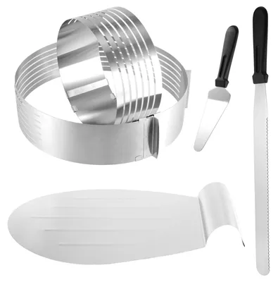 Tortenboden-Schneidehilfe-Set, 5-tlg., Edelstahl, verstellbar 15–30 cm