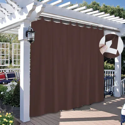 Immagine prodotto di Tenda Impermeabile Tenda Opaca Protezione solare Tende oscuranti per esterni con passanti per terrazza balcone giardino cortile, 254x213cm, Marrone