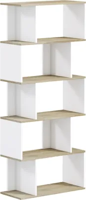 Obrázek produktu pro Knihovna - 5 úrovní - Minimalistická moderna - Otevřené přihrádky - Dřevo potažené melaminem - 70 x 29,5 x 163 cm - Přírodní barva