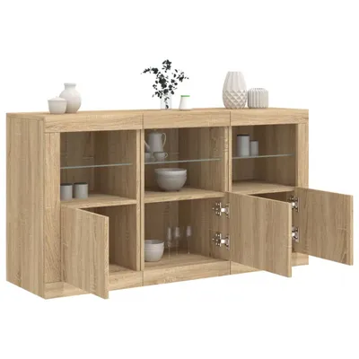 Image de vidaXL Sideboard avec lampes LED Chêne Sonoma 123x37x67 cm